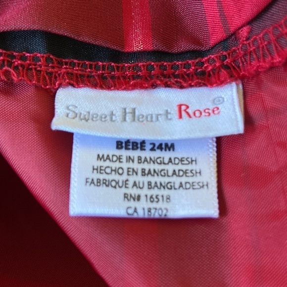 SWEET HEART ROSE Baby Holiday Velvet Bow Plaid Dress Tulle Lining Size 24 Months - Picture 5 of 7